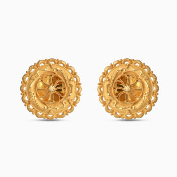 أقراط مرصعة بنقوش البتلات من الذهب عيار 22 قيراط