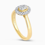 Eleganter Halo-Verlobungsring aus 18 Karat Gold Eleganter Halo-Verlobungsring aus 18 Karat Gold