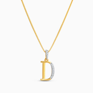 22ct Gold D Initial CZ Pendant