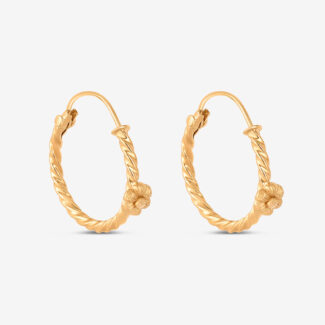 Rosette Twist Hoop Earrings | 22ct Gold Rosette Twist Hoop Earrings | 22ct Gold