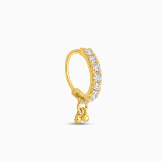 22ct Gold CZ Nose Ring with Ghungroo 22ct Gold CZ Nose Ring with Ghungroo