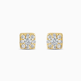 Yellow Gold Diamond Cluster Stud