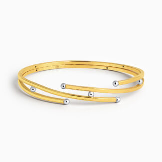 22ct Gold Twin Layer Bangle with White Bead Accents 22ct Gold Twin Layer Bangle with White Bead Accents