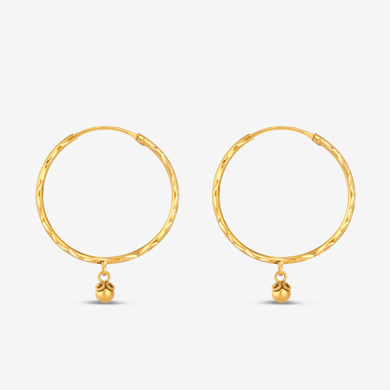 22ct Gold Dangle Hoop Earrings | Armari Collection