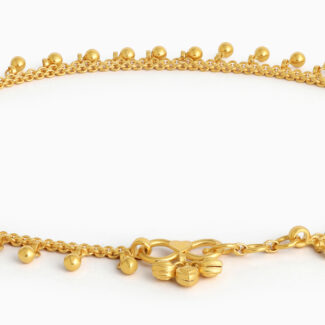22ct Gold Classic Chain Anklet with Droplets