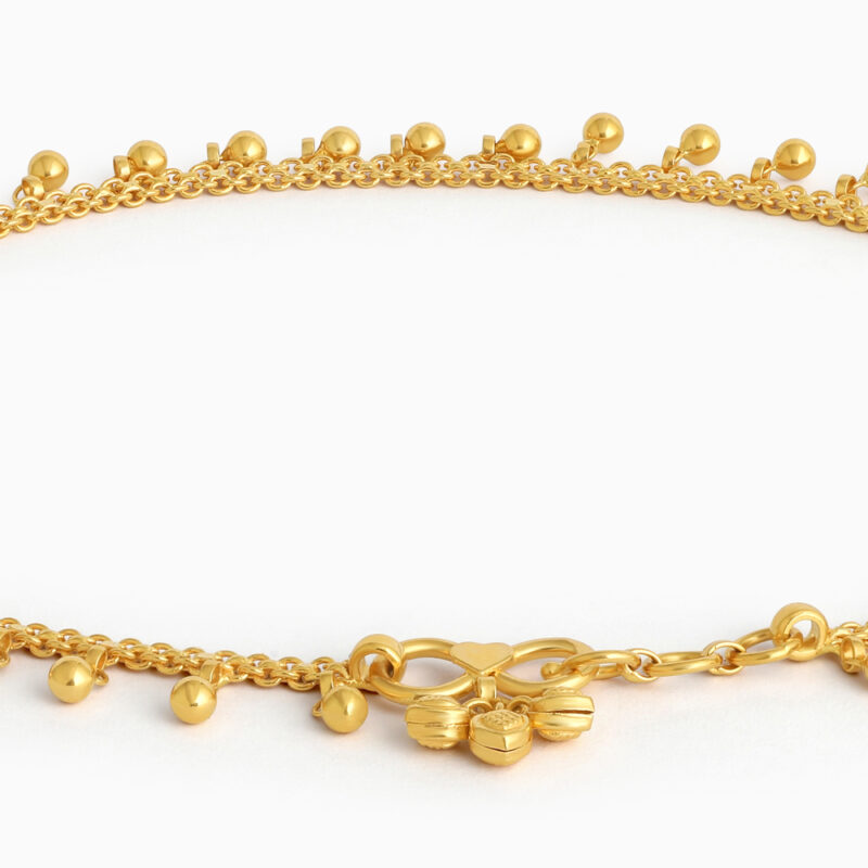 22ct Gold Classic Chain Anklet with Droplets 22ct Gold Classic Chain Anklet with Droplets