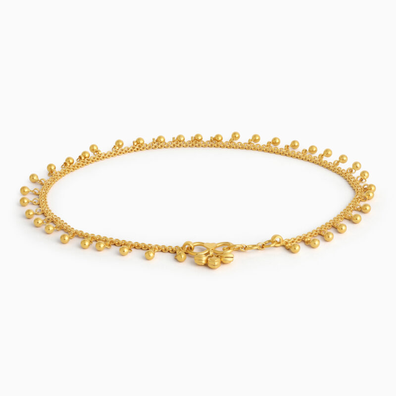 22ct Gold Classic Chain Anklet with Droplets 22ct Gold Classic Chain Anklet with Droplets