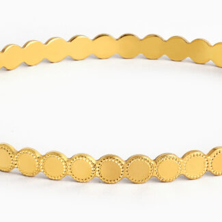 22ct Gold Beaded Coin Pattern Bangle