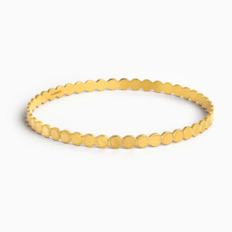 22ct Gold Beaded Coin Pattern Bangle