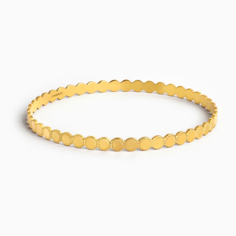22ct Gold Beaded Coin Pattern Bangle 22ct Gold Beaded Coin Pattern Bangle