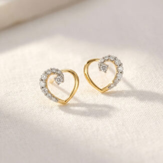 Open Heart 22ct Gold Earrings with CZ Sparkle Open Heart 22ct Gold Earrings with CZ Sparkle
