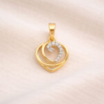 قلادة قلب دائرية على شكل قلب من الذهب عيار 22 قيراط CZ قلادة قلب دائرية على شكل قلب من الذهب عيار 22 قيراط CZ
