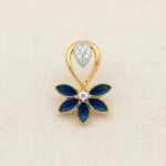 قلادة زهور ذهبية عيار 22 قيراط مع قلادة زهرة CZ ومينا زرقاء قلادة زهور ذهبية عيار 22 قيراط مع قلادة زهرة CZ ومينا زرقاء