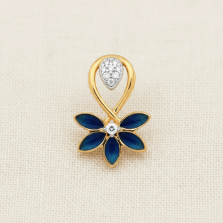 22ct Gold Floral Pendant with CZ and Blue Enamel 22ct Gold Floral Pendant with CZ and Blue Enamel
