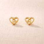 22 Ayar Sarı Altın Geçmeli Kalp Saplama Küpe 22 Ayar Sarı Altın Geçmeli Kalp Saplama Küpe