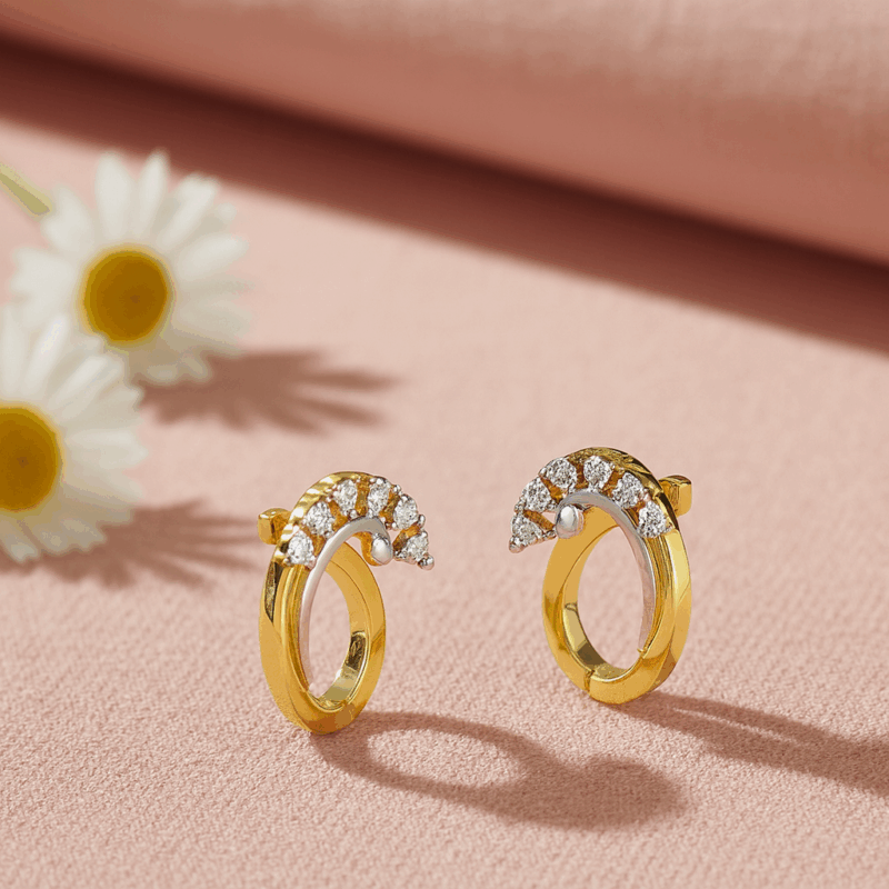 22ct Gold CZ Twirl Hoop Ohrringe