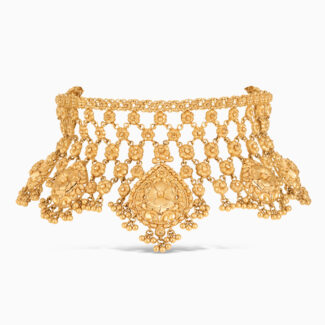 Rosette Sunrise Gold Bridal Choker Necklace