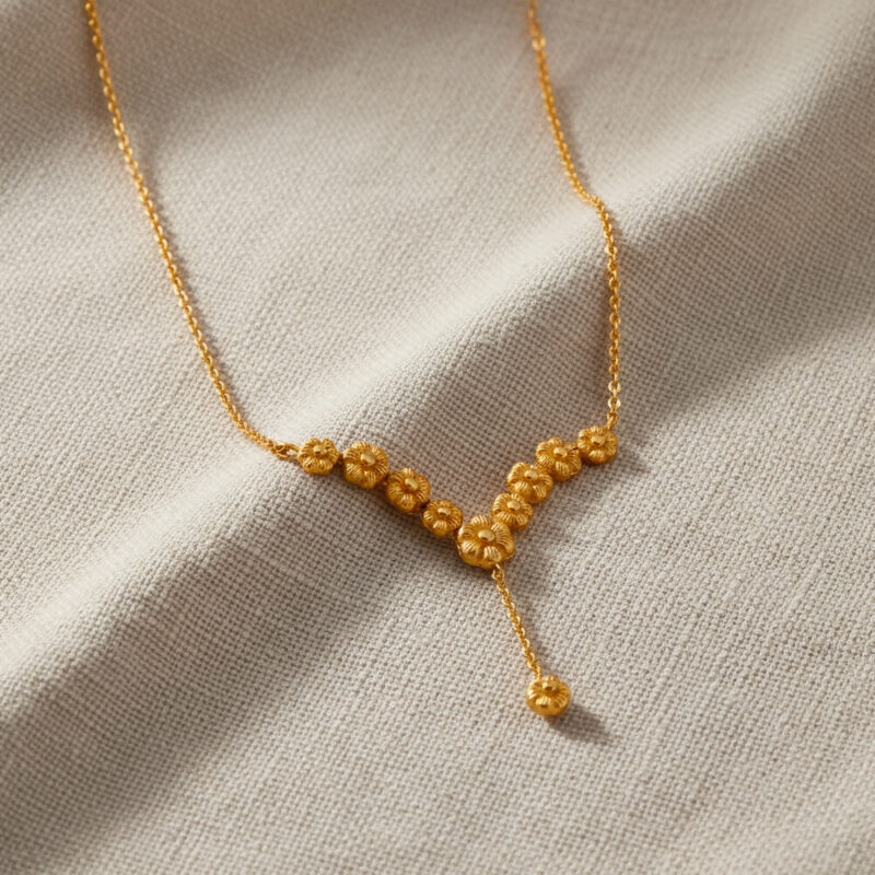 سلسال إكليل الورد الذهبي عيار 22 قيراط من ذهب شروق الشمس 22 قيراط سلسال إكليل الورد الذهبي عيار 22 قيراط من ذهب شروق الشمس 22 قيراط