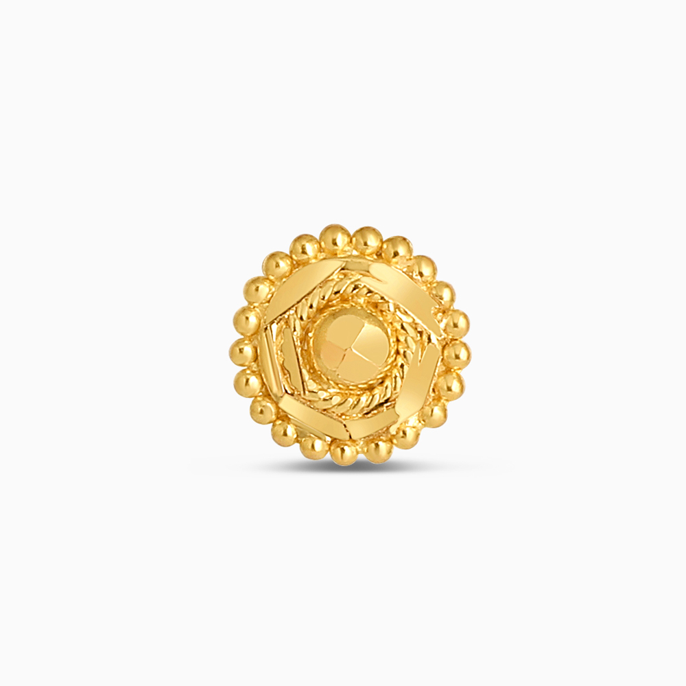 أقراط مرصعة دائرية من الذهب الأصفر عيار 22 قيراط أقراط مرصعة دائرية من الذهب الأصفر عيار 22 قيراط