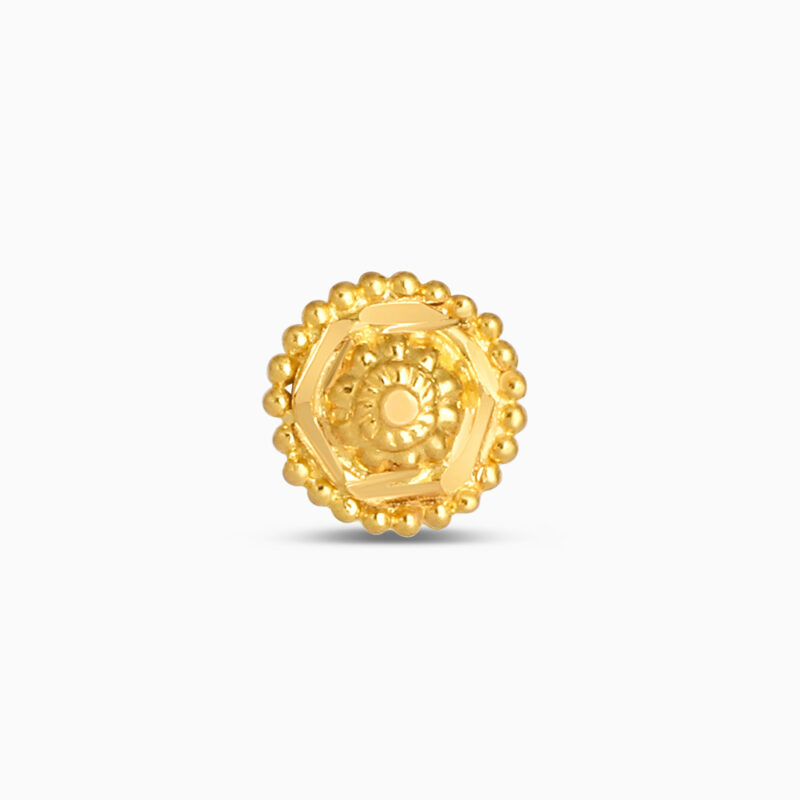 22ct Gold Beaded Circle Stud Earrings