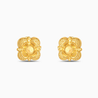 22ct Gold Square Floral Stud Earrings 22ct Gold Square Floral Stud Earrings