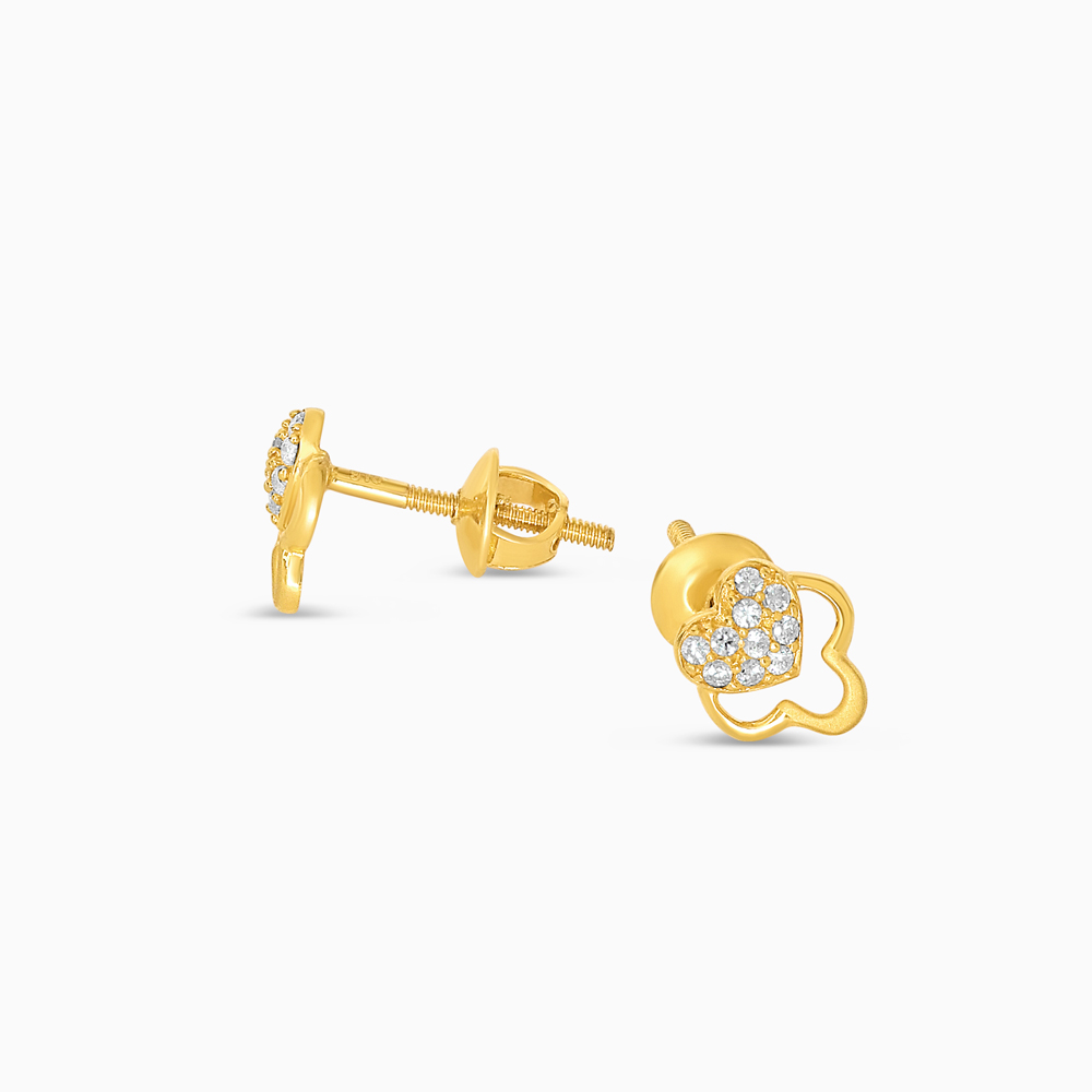 أزرار قلب ذهبية مرصعة بالذهب مع تشيبيك CZ أزرار قلب ذهبية مرصعة بالذهب مع تشيبيك CZ