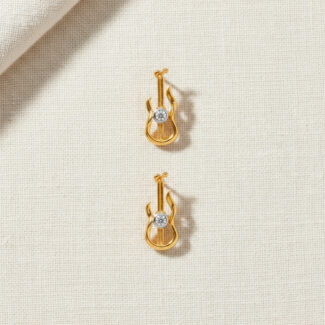 22ct Gold Guitar-Inspired CZ Earrings 22ct Gold Guitar-Inspired CZ Earrings