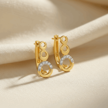 22ct Gold CZ Huggie Hoop Earrings