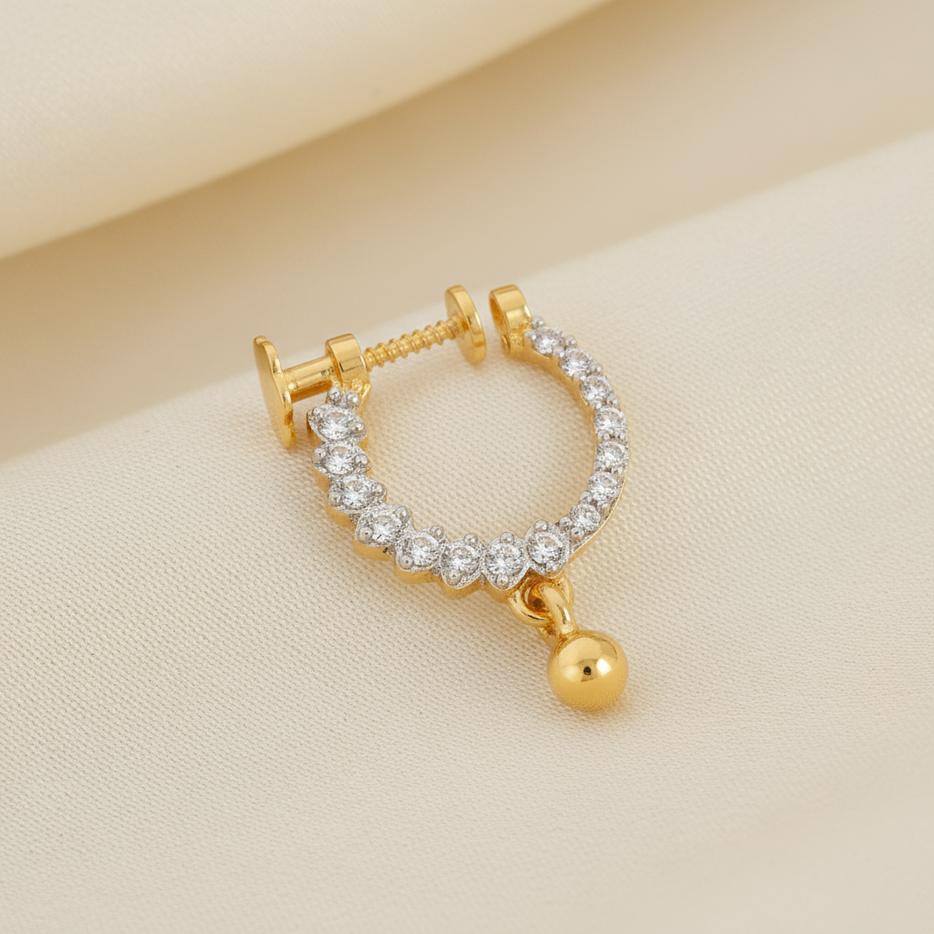 حلق من الذهب الأصفر عيار 22 قيراط من الذهب الأصفر CZ مع قطرة من الخرز حلق من الذهب الأصفر عيار 22 قيراط من الذهب الأصفر CZ مع قطرة من الخرز