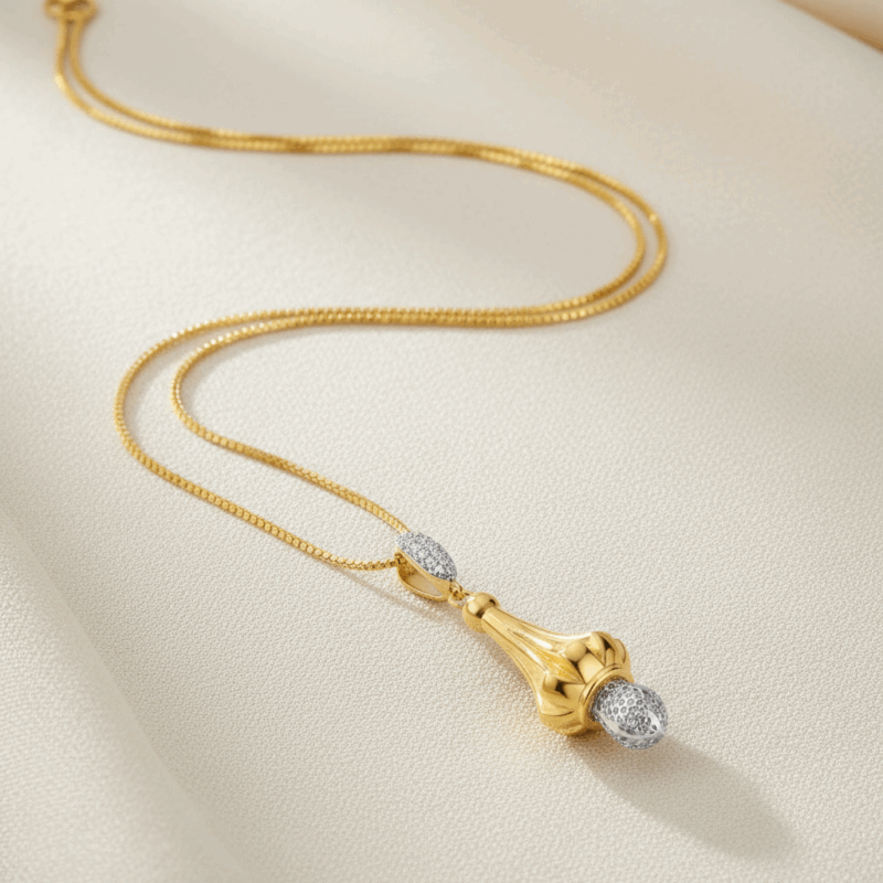 قلادة قلادة قلادة CZ ذهبية 22 قيراط ذهبية منسدلة قلادة قلادة قلادة CZ ذهبية 22 قيراط ذهبية منسدلة