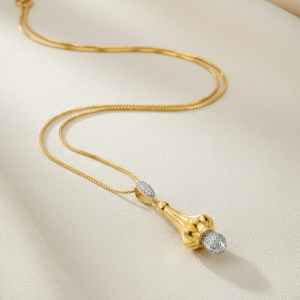 قلادة قلادة قلادة CZ ذهبية 22 قيراط ذهبية منسدلة قلادة قلادة قلادة CZ ذهبية 22 قيراط ذهبية منسدلة