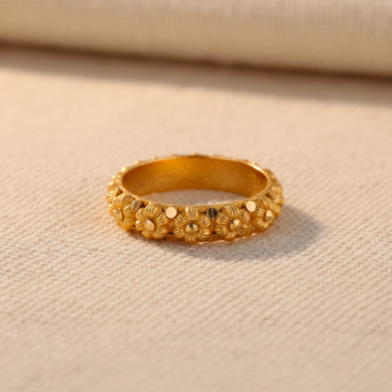 22 Ayar Gündoğumu Altın Rozet Yüzük | 4mm 22 Ayar Gündoğumu Altın Rozet Yüzük | 4mm