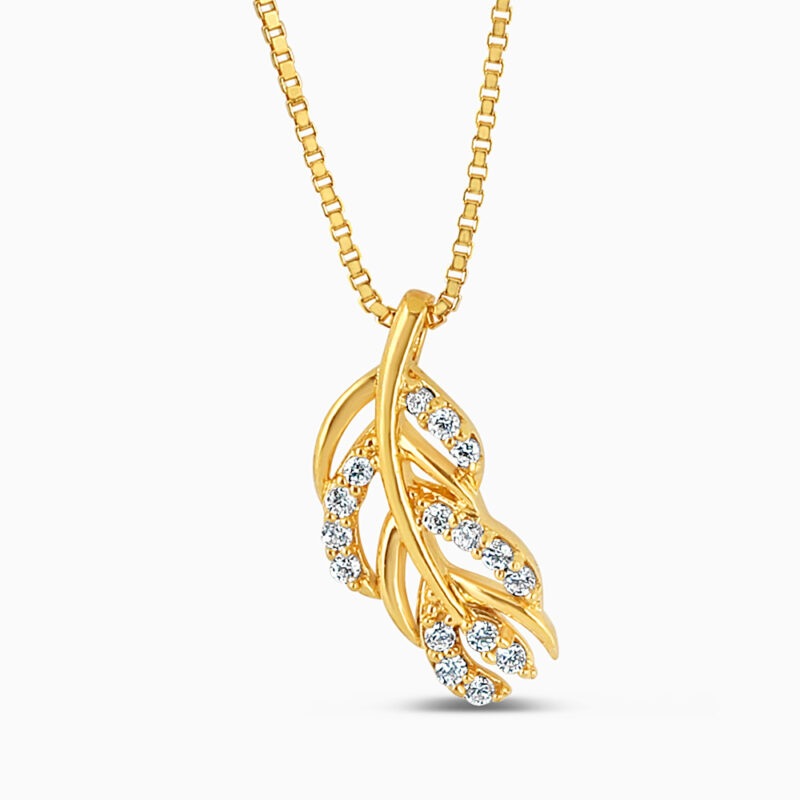 22ct Gold CZ Leaf Vine Necklace