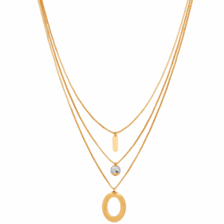 Layered Gold Necklace with Trio Pendants Layered Gold Necklace with Trio Pendants