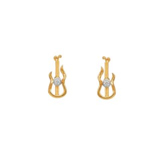 22ct Gold Guitar-Inspired CZ Earrings 22ct Gold Guitar-Inspired CZ Earrings