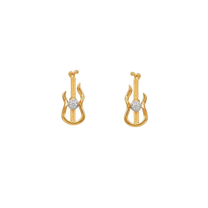 أقراط CZ من الذهب عيار 22 قيراطاً مستوحاة من الغيتار أقراط CZ من الذهب عيار 22 قيراطاً مستوحاة من الغيتار