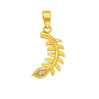 22ct Gold Grace Feather CZ Pendant 22ct Gold Grace Feather CZ Pendant