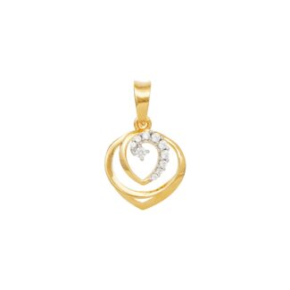 22ct Gold CZ Swirl Heart Pendant