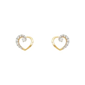 Open Heart 22ct Gold Earrings with CZ Sparkle Open Heart 22ct Gold Earrings with CZ Sparkle