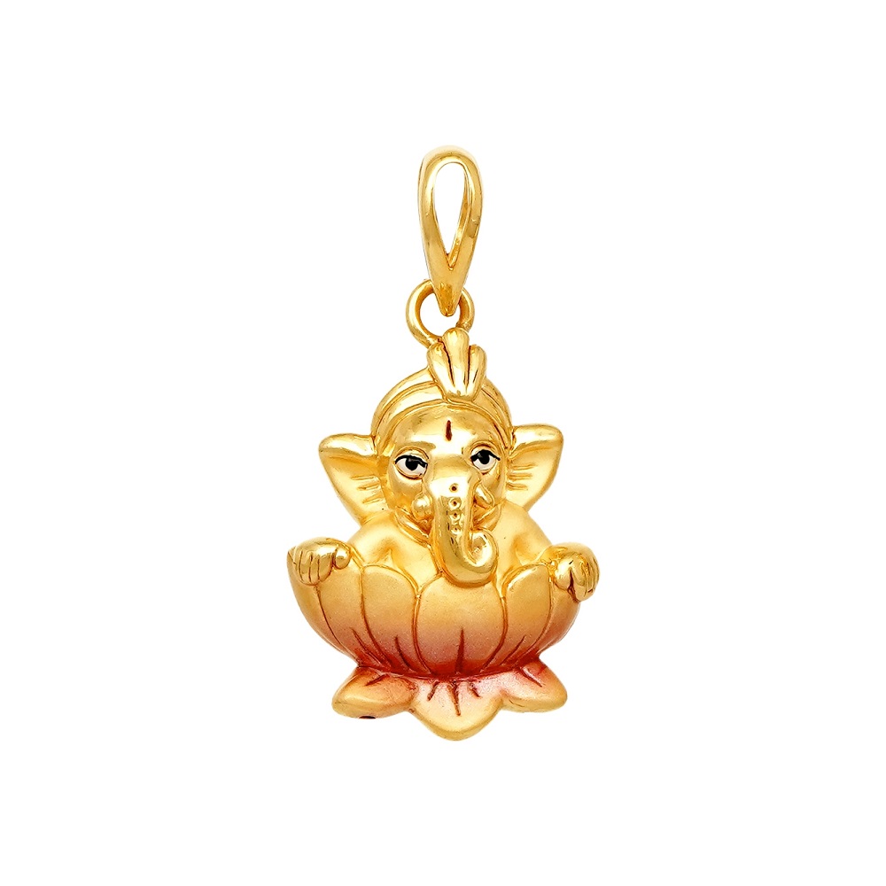 قلادة لوتس غانيشا من الذهب عيار 22 قيراط قلادة لوتس غانيشا من الذهب عيار 22 قيراط