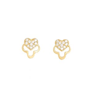 Gold Heart Studs with CZ Gold Heart Studs with CZ