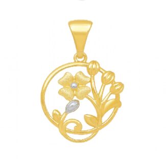 22ct Gold Circle Pendant with Blossoms