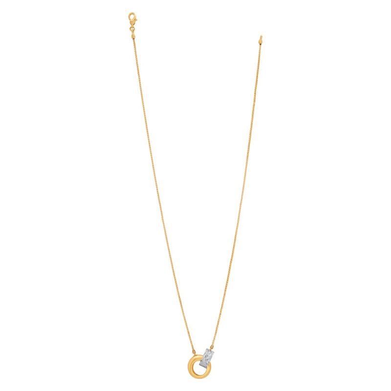 22ct Gold Dual-Tone Circle Pendant Necklace | 18 Inches