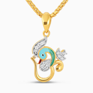 22ct Gold CZ Om Peacock Pendant 22ct Gold CZ Om Peacock Pendant