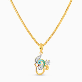 22ct Gold CZ Om Peacock Pendant 22ct Gold CZ Om Peacock Pendant