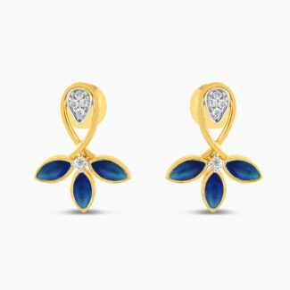 22ct Gold Floral Earrings with CZ and Enamel 22ct Gold Floral Earrings with CZ and Enamel