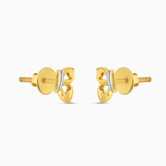 22ct Gold Butterfly Stud Earrings with Rhodium Finish 22ct Gold Butterfly Stud Earrings with Rhodium Finish