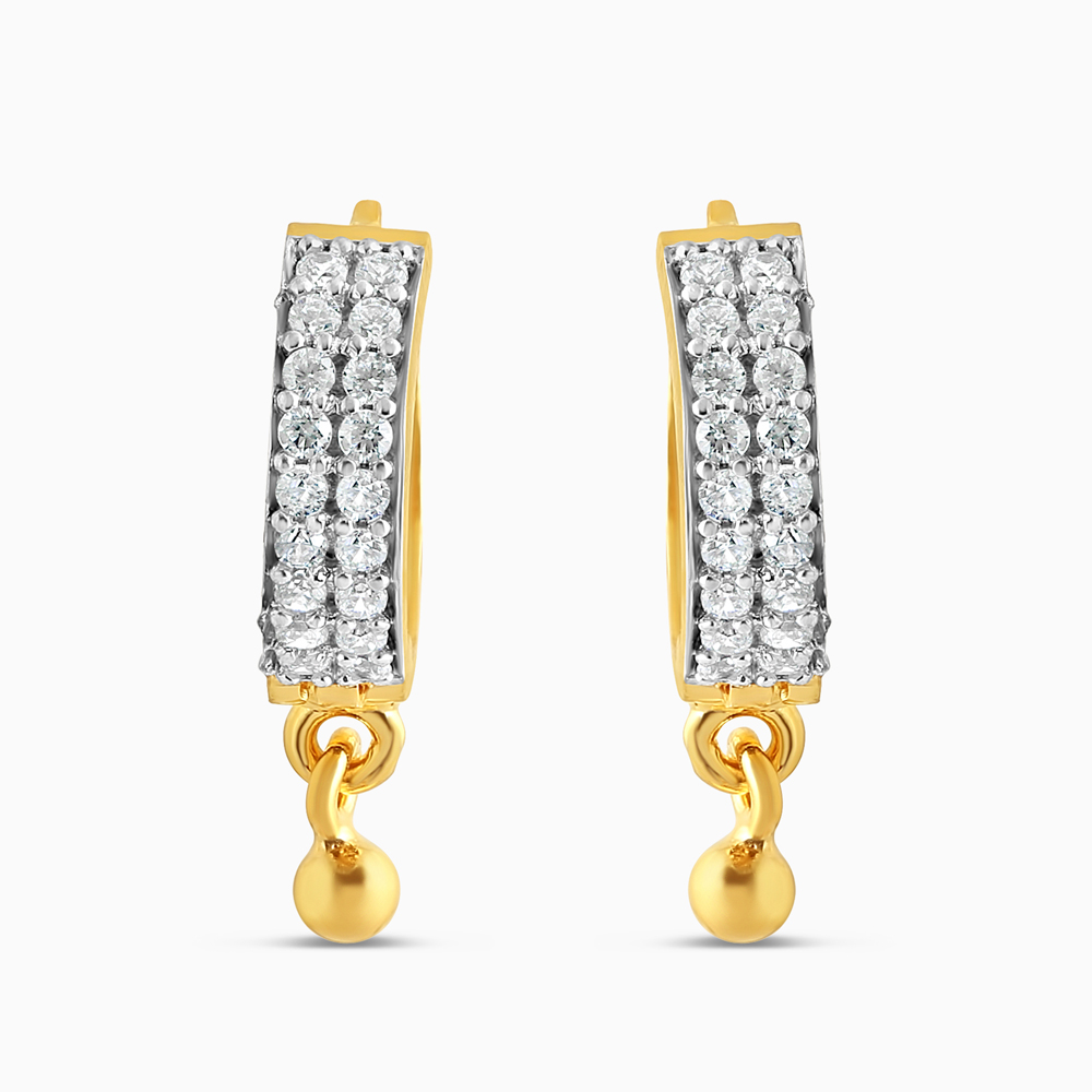 22 Ayar Altın Işıltılı Damla CZ Halka Küpe 22 Ayar Altın Işıltılı Damla CZ Halka Küpe