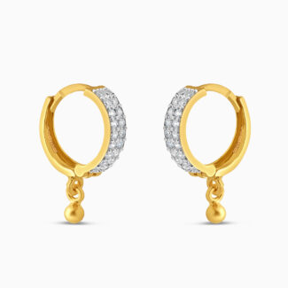 22ct Gold Sparkle Drop CZ Hoop Earrings 22ct Gold Sparkle Drop CZ Hoop Earrings