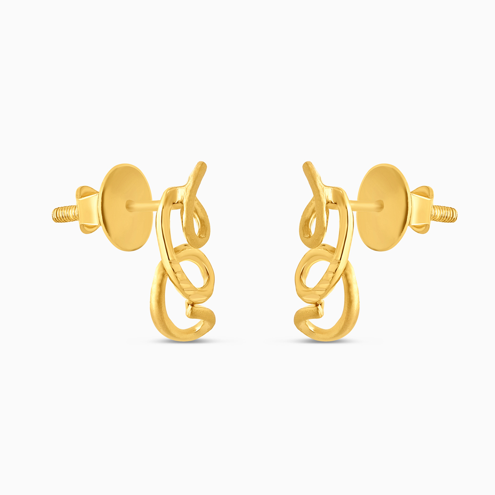 22 Ayar Altın Yontulmuş Halka Saplama Küpe 22 Ayar Altın Yontulmuş Halka Saplama Küpe